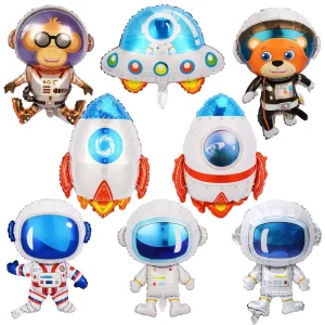 New Astronaut Rocket Astronaut Aluminum Foil Balloons Boy Birthday Decoration Aluminum Foil Balloons