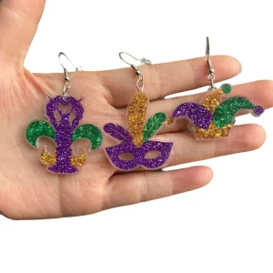 New Carnival Acrylic Resin Lucite Drop Earrings Geometric Cute Colorful Star Mask Mardi Gras for Women Gift