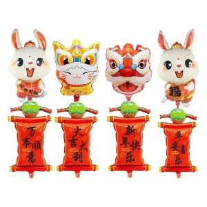 New Chinese Spring Festival Rabbit Foil Balloon for New Year Celebration Lucky Decoration for Traditional New Year