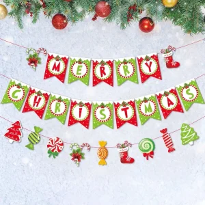 New Christmas Banners Red White Glitter Paper 3 Meter Eco Friendly Festive Holiday Party at Price