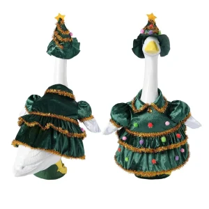 New Christmas Porch Goose Outfit 23 Inch Polyester Christmas Tree Goose Costume with Hat and Classic Design Set