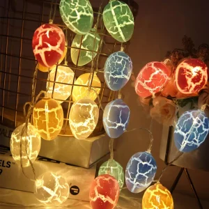 New Colorful Copper Cracked Easter Egg String Lights Rechargeable Battery Operated Warm White LED Fairy Lights For Spring Home