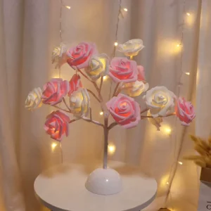 New Copper IP44 LED Rose Tree Lamp Christmas Decoration Romantic Valentine’s Day Wedding Night Light