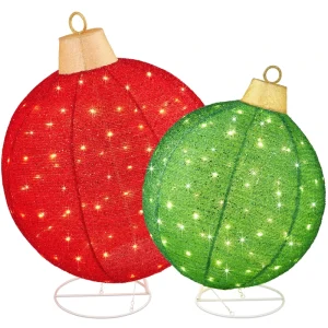 New Creative 2pcs Giant Ball Led Light Outdoor Pop Glowing Ornament Christmas Shopping Mall Collapsible Factory