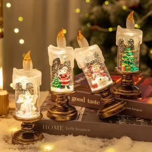 New Creative Christmas Crystal Ball Lights Promotional Party Supplies Candle Lights and Snow Lights