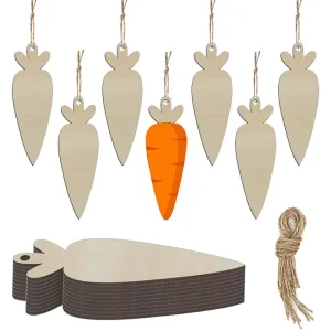 New Cross border Easter Decoration Items Wooden Easter Carrot Pendants Ins style Home DIY Decoration Model