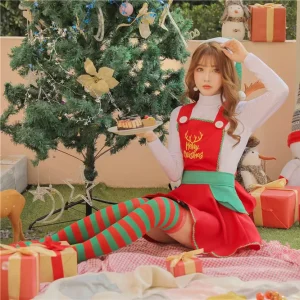 New Design Christmas High Quality Cute Girl Cosplay Costumes with Maid Dresses Christmas Sexy Uniform Suit