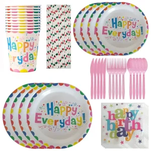 New Design Disposable Tableware Set Paper Cups Plates for Graduation Parties Birthday Festival Dinnerware Kits Party Decorations