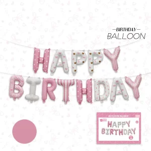 New Design Fabric Pattern 16 Inch Letter Happy Birthday Letter Balloons Banner Set for Birthday Decoration Party Supplies
