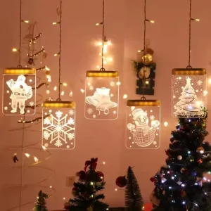 New Design Festival Decorative Holiday Decor Christmas Hanging Light Window Decoration Acrylic Christmas Ornament