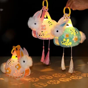 New Design Mid Autumn Festival Chinese Light up Rabbit Lanterns Non-Woven Fabric Indoor Outdoor Decoration