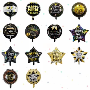 New Design New Year 18 Inch Foil Balloons English & Spanish New Year’s Eve Theme Party Decor Balloons