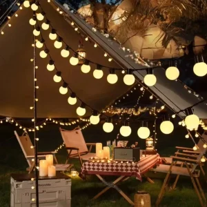 New Design Outdoor Decoration Solar LED String Lights IP44 Waterproof Large Bulb Remote Control LED Colorful Light String