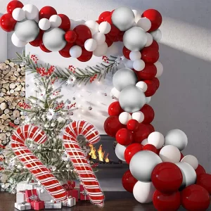 New Design Red Silver Color Merry Christmas Arch Balloon Set