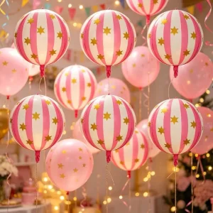 New Design Thick Matte Helium Hot Selling 22 Inch Star 4D Round Shaped Foil Balloon For Birthday Wedding Party Event Decoration