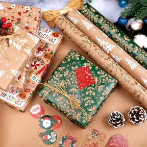 New Design Vintage Christmas Kraft Wrapping Paper High Quality Xmas Gift Packing Paper Supplier