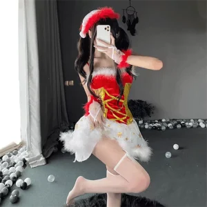 New Design Women’s Santa Claus Adult Dress Costume Custom Christmas Carnival Cosplay Costume Polyester Material High Quality