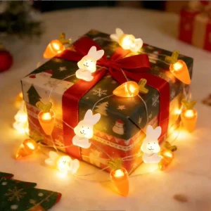 New Easter Bunny Carrot Plastic LED String Lights Battery Box Adorable Pet Style Fairy Lights For Festive Ambiance Decor