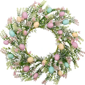 New Easter Egg Wreath Round 45cm Silk Hanging Decoration Colorful Eggs Long Lasting 3 5 Years Elegant Handmade Spring Decor