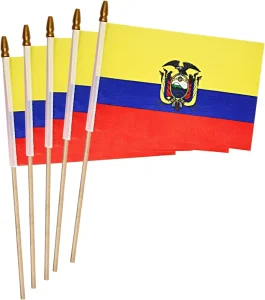 New Ecuador Stick Mini Small Wood Hand Held Double Sides Flag for Sport Parade Party Festival Decorations