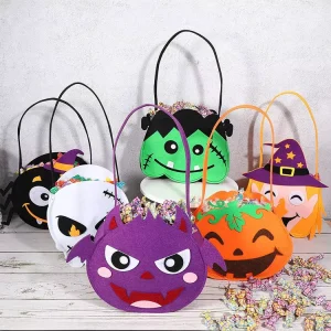New Halloween Children’s Candy Bags Halloween Decorations and Props Pumpkin Ghost Face Tote Bags Gift Bags
