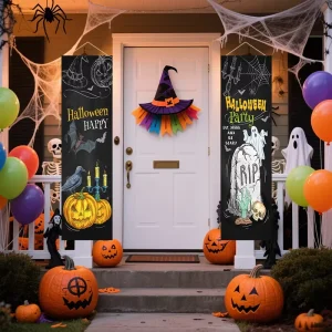 New Halloween Festival Decoration Supplies Pumpkin Party Decoration Vertical Courtyard Background Cloth Decoration Supplies