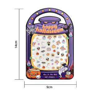 New Halloween Fluorescent Luminous 5D Nail Decal Cartoon Cat Pumpkin Three-dimensional Relief Nail Art Sticker Patch Europe
