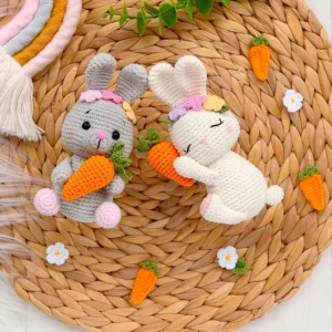 New Handmade Crocheted Easter Rabbit Wool Doll Ornaments for Easter