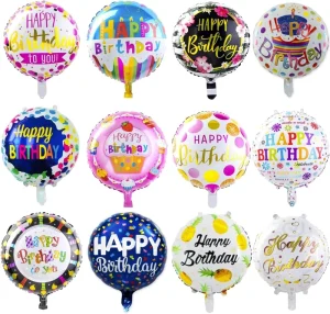 New Happy Birthday Round Aluminum Balloon 10inch Birthday Scene Arrangement Party Supplies Customized Single Helium Balloon