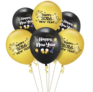 New Happy New Year Balloons for Home Party Decoration Customizable Printed Latex Balloons Party Supply