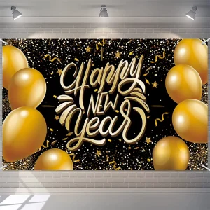 New Happy New Year Family Atmosphere Decorated New Year Themed Wall Banners