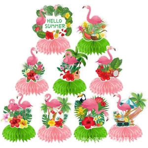 New Hawaiian Birthday Party Theme Supplies Paper Flamingo Honeycomb Indoor Table Centerpiece Desktop Decoration