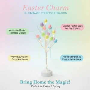New Hot Selling Products Easter Decorations LED Luminous Easter Egg Decoration Tree Simulation Bird Egg Real Tree