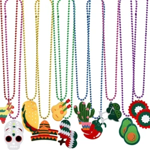 New Mexico May 5 Carnival Party Plastic Beaded Necklace with Felt Hanging Pendant for New Year Halloween Christmas Occasions
