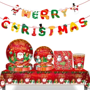 New Modern Christmas Theme Party Tableware Set Paper Plate for Banquet Decoration for Ramadan