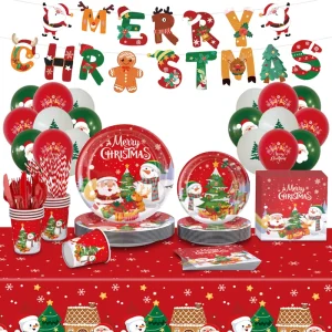 New Modern Christmas Theme Party Tableware Set Paper Plate for Banquet Decoration for Ramadan