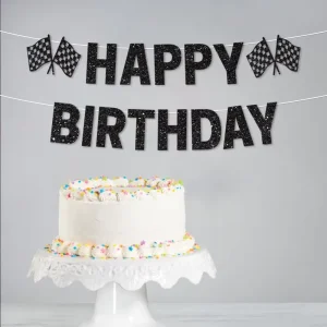 New Paper Car Theme Happy Birthday Hanging Banner Decoration Finished Product Party Supplies