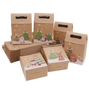 New Rectangular Christmas Kraft Paper Cookie Holiday Gift Box Candy Packaging Box