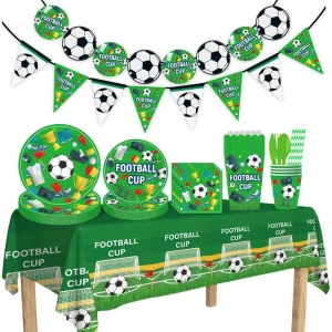 New Style Soccer Birthday Disposable Tableware Set Soccer Paper Plate Cups for Kids Boys Party Occasion Decoration Supplies