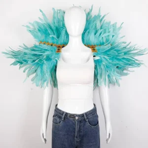 New Unisex Luxury Natural Handmade Soft Feather Shawl Gothic Punk Cosplay Shoulder Wraps Halloween Carnival Christmas Shrugs