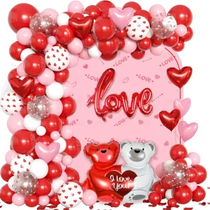 New Valentine’s Day Balloon Arch Garland Set Red Pink Love Foil Balloons Wedding Engagement Party Decor