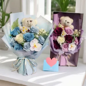 New Valentine’s Day & Chinese New Year Big Size Soap Rose Bouquet Bear Birthday Gift Handcrafted Multi Occasion For Girl