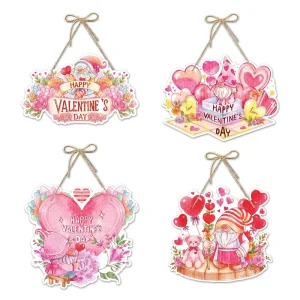 New Valentine’s Day Pink Door Hanging Party Scene Decorative Pendant Supplies