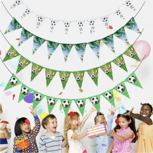 New World Game Cup SoccerBall for Themed Surrounding Football & Trophy Design Birthday Party Decoration Hanging Flag Banner