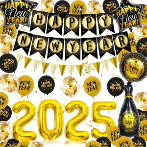 New Year Balloon Decoration New Year Party Decoration Layout Aluminum Film Balloon Set