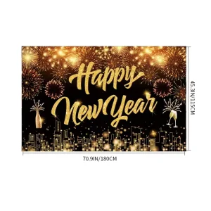 New Year Banner Background Cloth Celebration Decorations New Year’S Eve Background Tapestry Hanging Flag Banner
