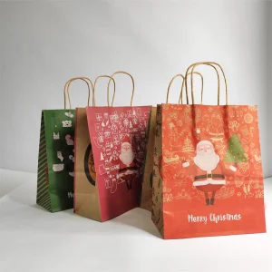 New Year Christmas Decoration Holiday Party Children Candy Cookie Packaging Bag Kraft Paper Christmas Gift Bags