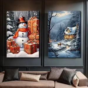 New Year Decor LED Lighted Pictures Christmas Fabric Other Christmas Decoration Gift Christmas Wall Art for Living Room