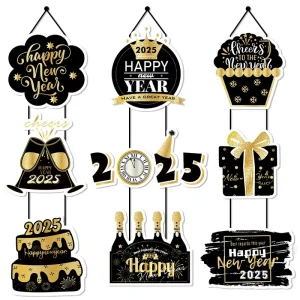New Year Decorations Creative Door Signs OutDoor Decorations New Year Door Banner Paper Happy New Year Door Curtains