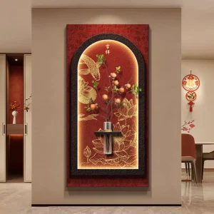 New Year & Festival Decoration Living Room Decoration with Led & Artificial Flower Sandstone Surface Wall Decor